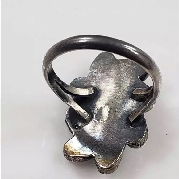 Vintage Sterling Silver Red Coral Ring - Picture 4 of 4